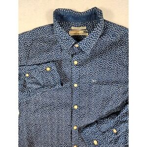 Flying Machine Mens Small Floral Micro Print Button Down Shirt‎ Blue  Cotton